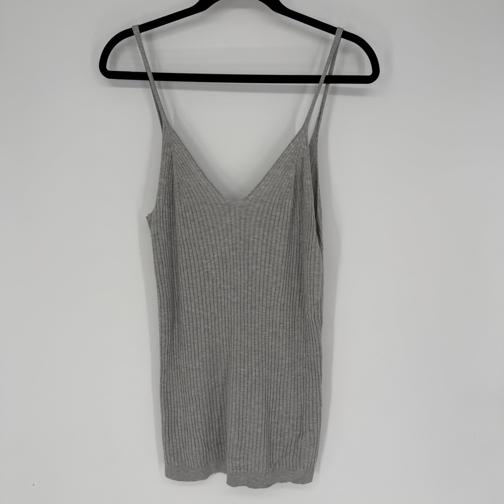 MEADOW RUE BY ANTHROPOLOGIE RIBBED CAMI TUNIC TANK TOP MEDIUM NWT GREY CASUAL